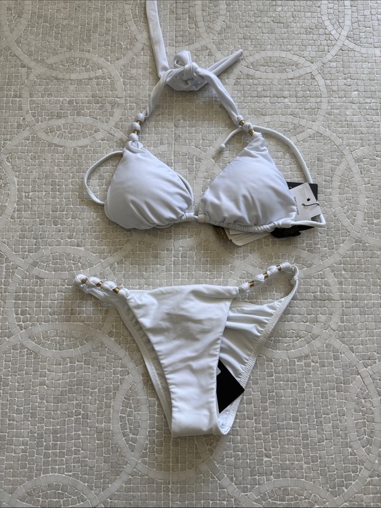 Vix Other - Vix by Paula Hermanny White two piece bikini with gold acccents